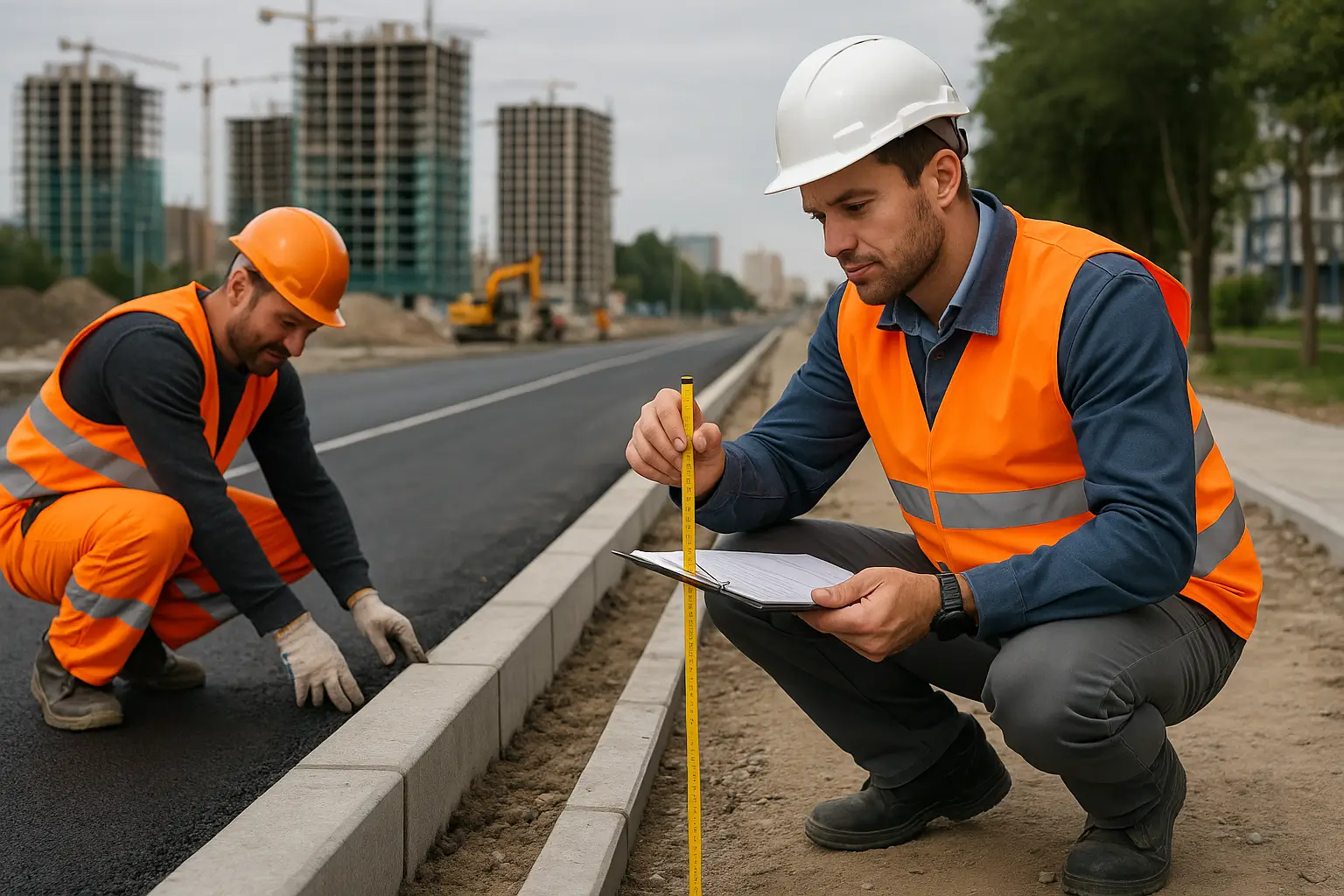 контроль установки бордюров