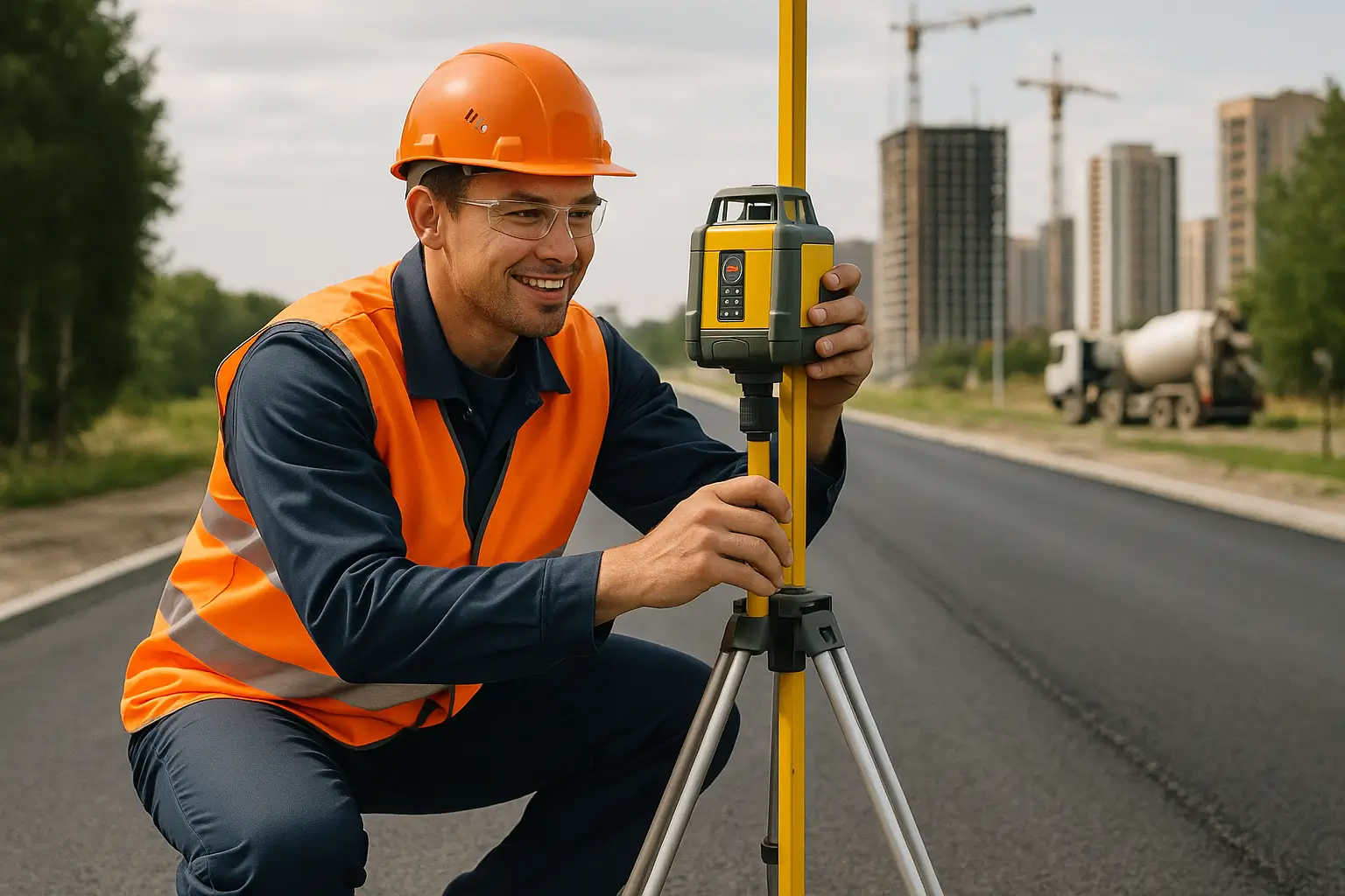 контроль ровности асфальта лазером